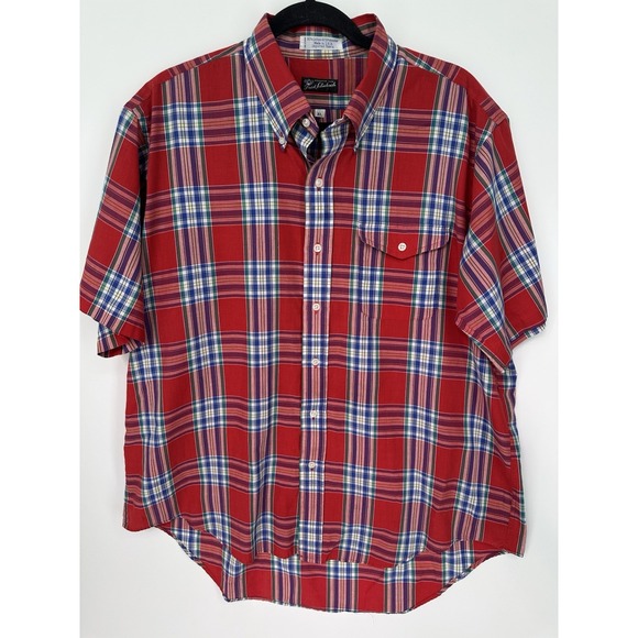Fred Schwabach Other - Vintage Fred Schwabach Shirt Mens XL Red Plaid Made USA Short Sleeve 0299